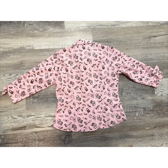 Angelique Vintage Pink Rockabilly Top 90s Sunglasses Shoes Purse Bow On Arm Sz M - Picture 5 of 5